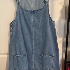 Y2K Casual Blue Denim Jumper Dress Size L/XL Vintage Inspired